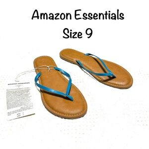 🩴 Amazon Essentials Brown Blue Flip Flops Summer Shoe Sal Thong Sandals